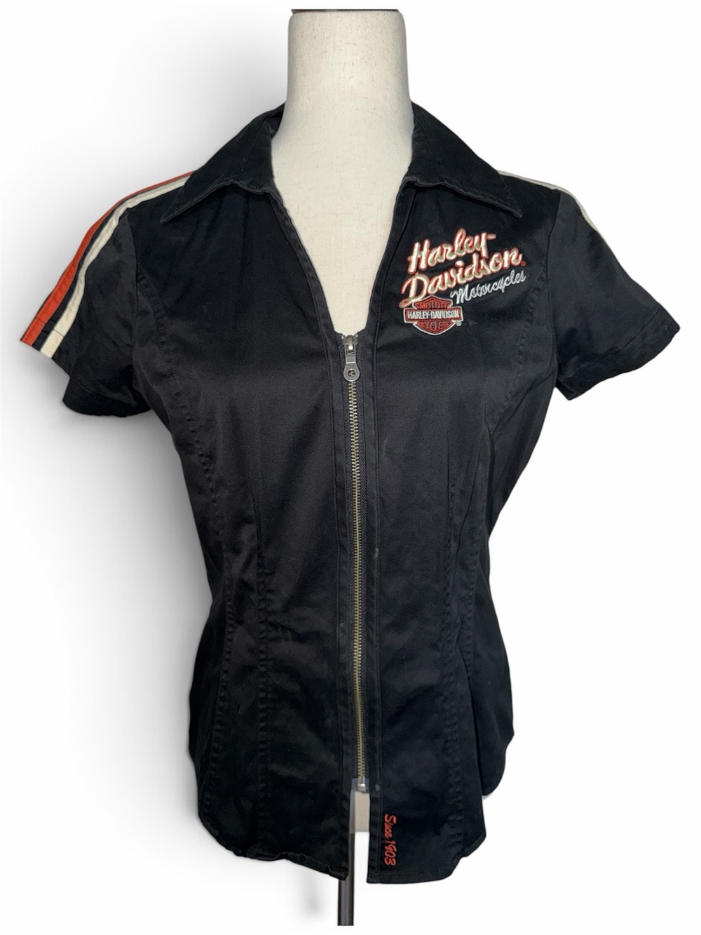 Harley-Davidson Women's Black Short-Sleeve Zip Front Jacket